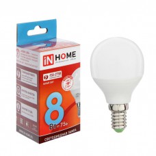 Лампа светодиодная IN HOME LED-ШАР-VC 8Вт 230В Е14 4000К 600Лм